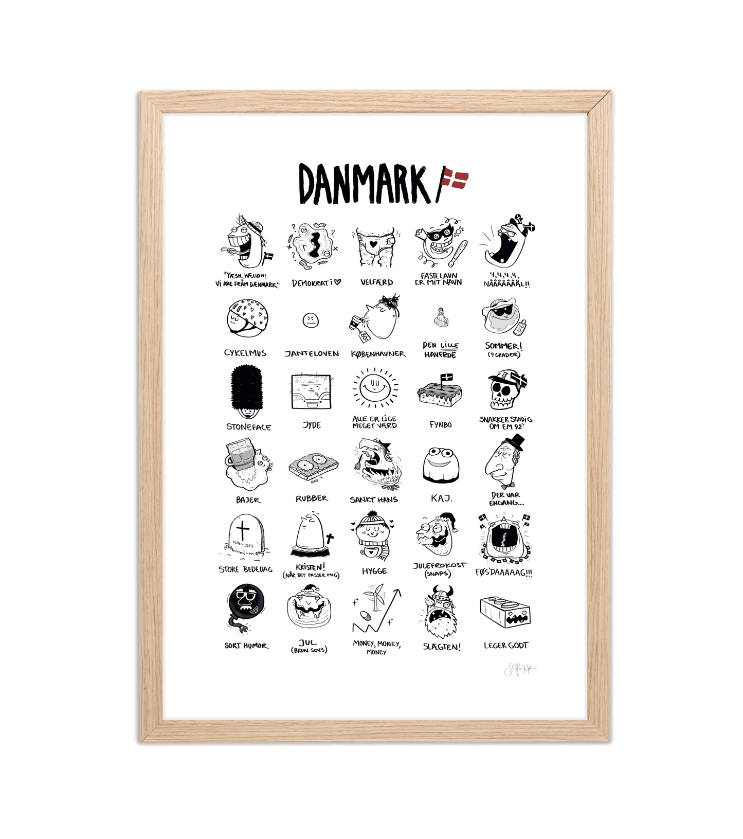 Håndtegnet plakat af Sofie Nørskov. Kunst der spreder glæde og starter samtaler! ✏️ 
Køb online på sofienørskov.dk. Levering 2-5 dage.