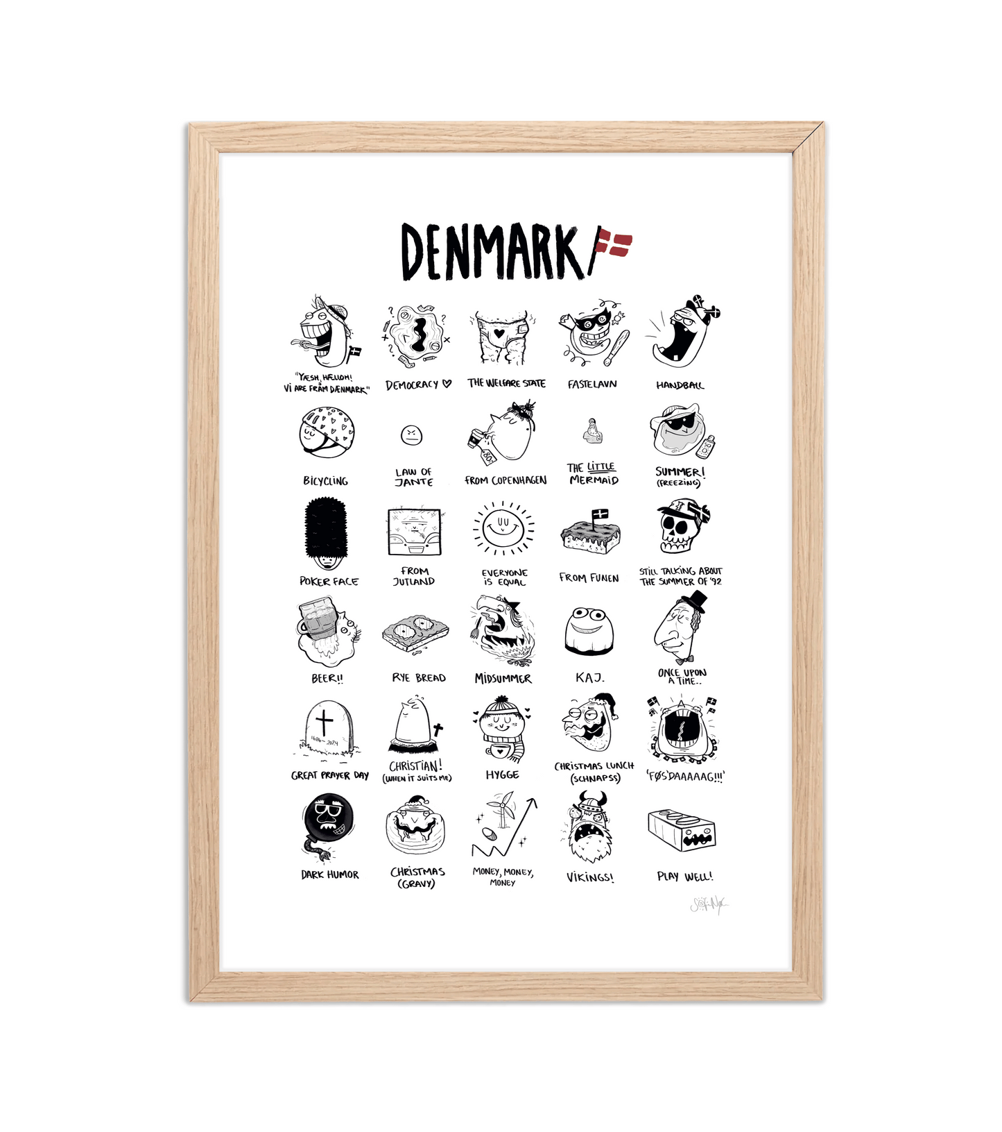 Handdrawn poster by Sofie Nørskov. Buy online at sofienorskov.dk