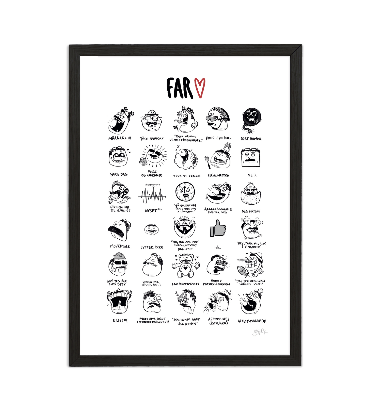 Håndtegnet plakat af Sofie Nørskov. Kunst der spreder glæde og starter samtaler! ✏️ 
Køb online på sofienørskov.dk. Levering 2-5 dage.