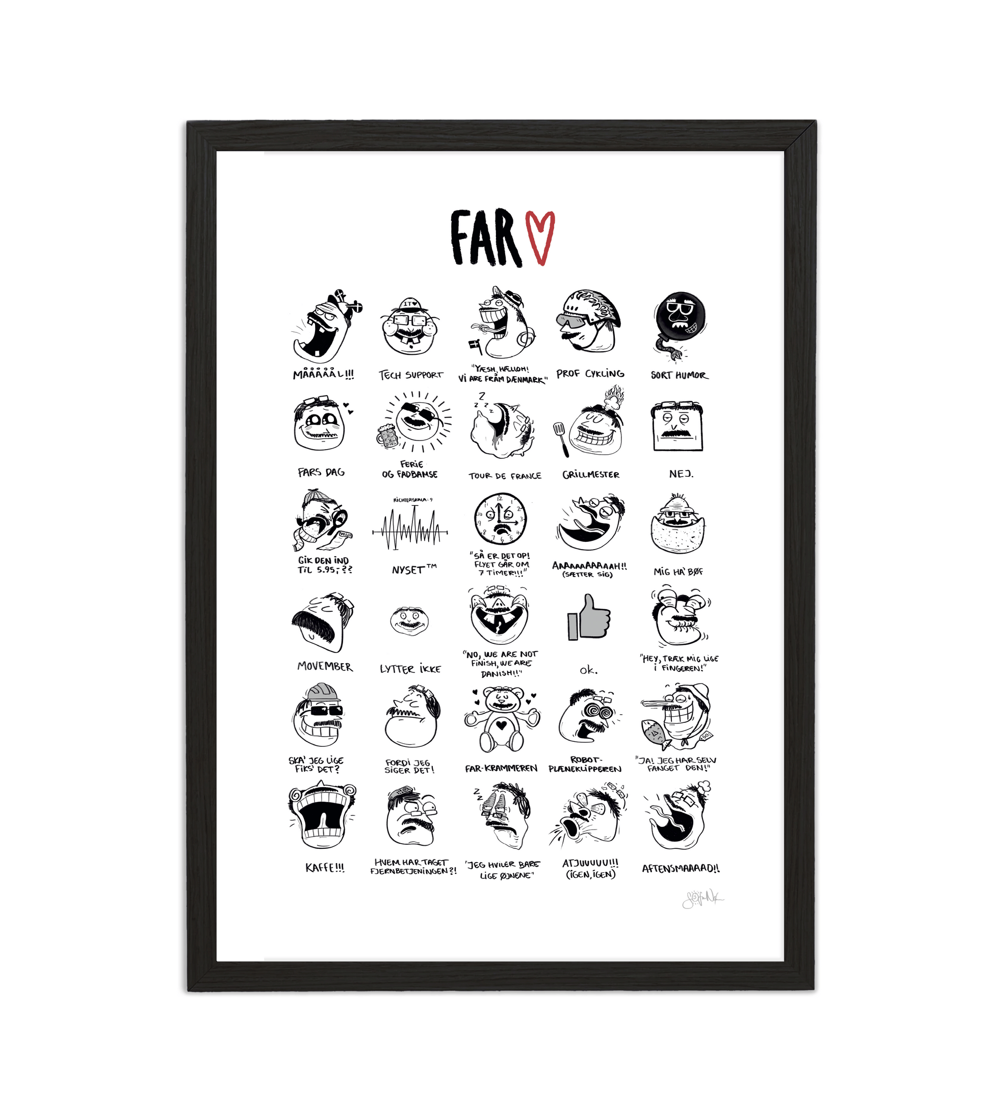 Håndtegnet plakat af Sofie Nørskov. Kunst der spreder glæde og starter samtaler! ✏️ 
Køb online på sofienørskov.dk. Levering 2-5 dage.