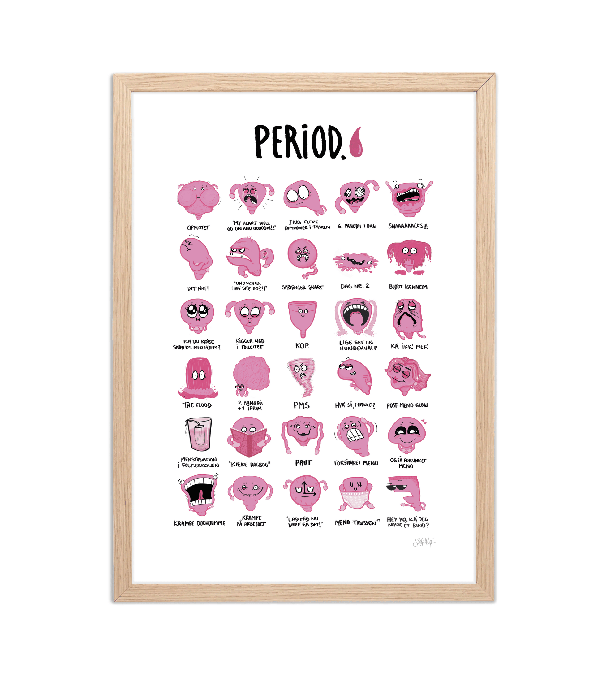 Håndtegnet plakat af Sofie Nørskov. Kunst der spreder glæde og starter samtaler! ✏️ 
Køb online på sofienørskov.dk. Levering 2-5 dage.