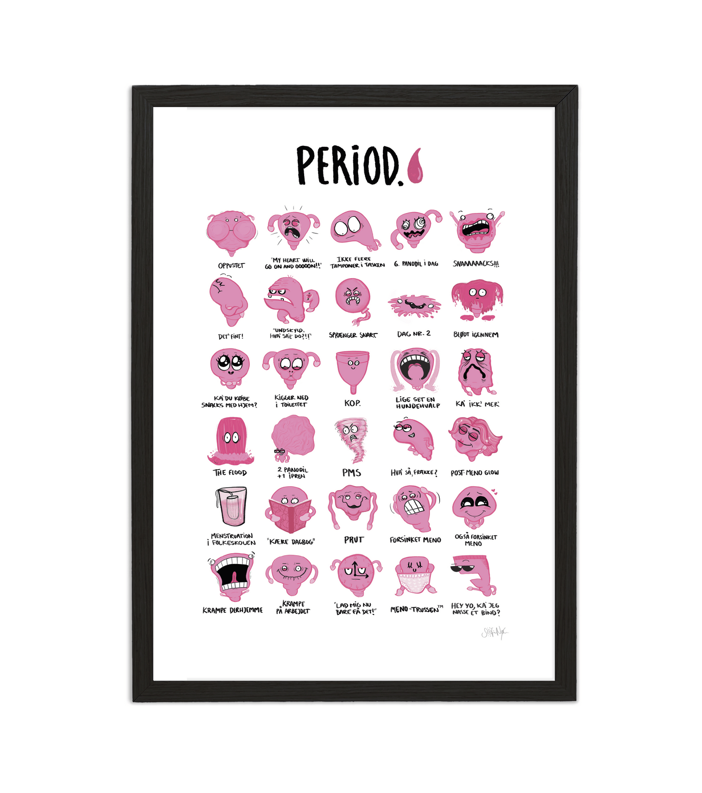 Håndtegnet plakat af Sofie Nørskov. Kunst der spreder glæde og starter samtaler! ✏️ 
Køb online på sofienørskov.dk. Levering 2-5 dage.