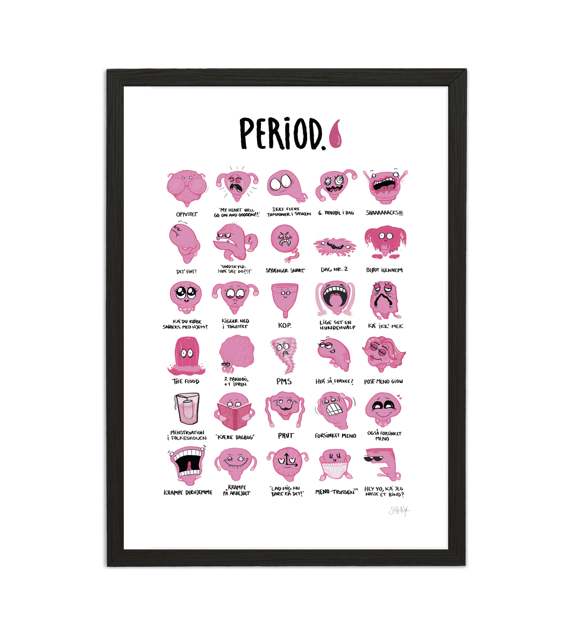 Håndtegnet plakat af Sofie Nørskov. Kunst der spreder glæde og starter samtaler! ✏️ 
Køb online på sofienørskov.dk. Levering 2-5 dage.