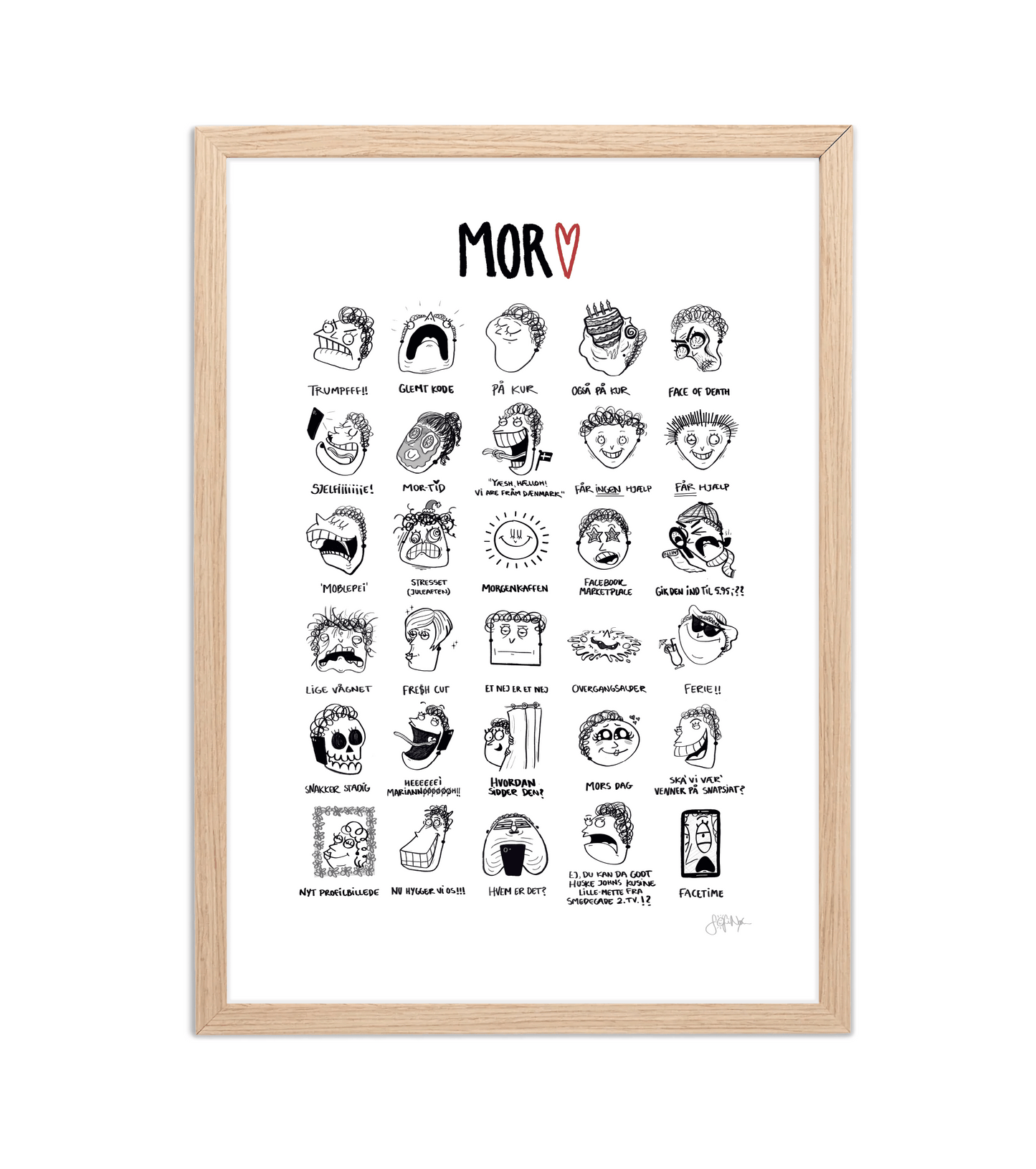 Håndtegnet plakat af Sofie Nørskov. Kunst der spreder glæde og starter samtaler! ✏️ 
Køb online på sofienørskov.dk. Levering 2-5 dage.