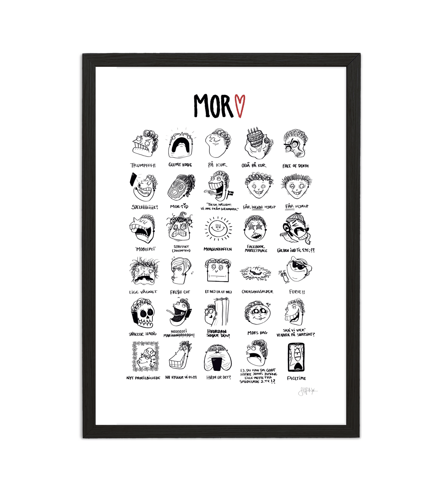 Håndtegnet plakat af Sofie Nørskov. Kunst der spreder glæde og starter samtaler! ✏️ 
Køb online på sofienørskov.dk. Levering 2-5 dage.