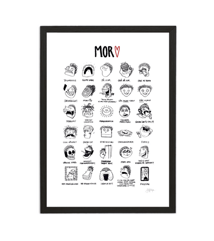 Håndtegnet plakat af Sofie Nørskov. Kunst der spreder glæde og starter samtaler! ✏️ 
Køb online på sofienørskov.dk. Levering 2-5 dage.