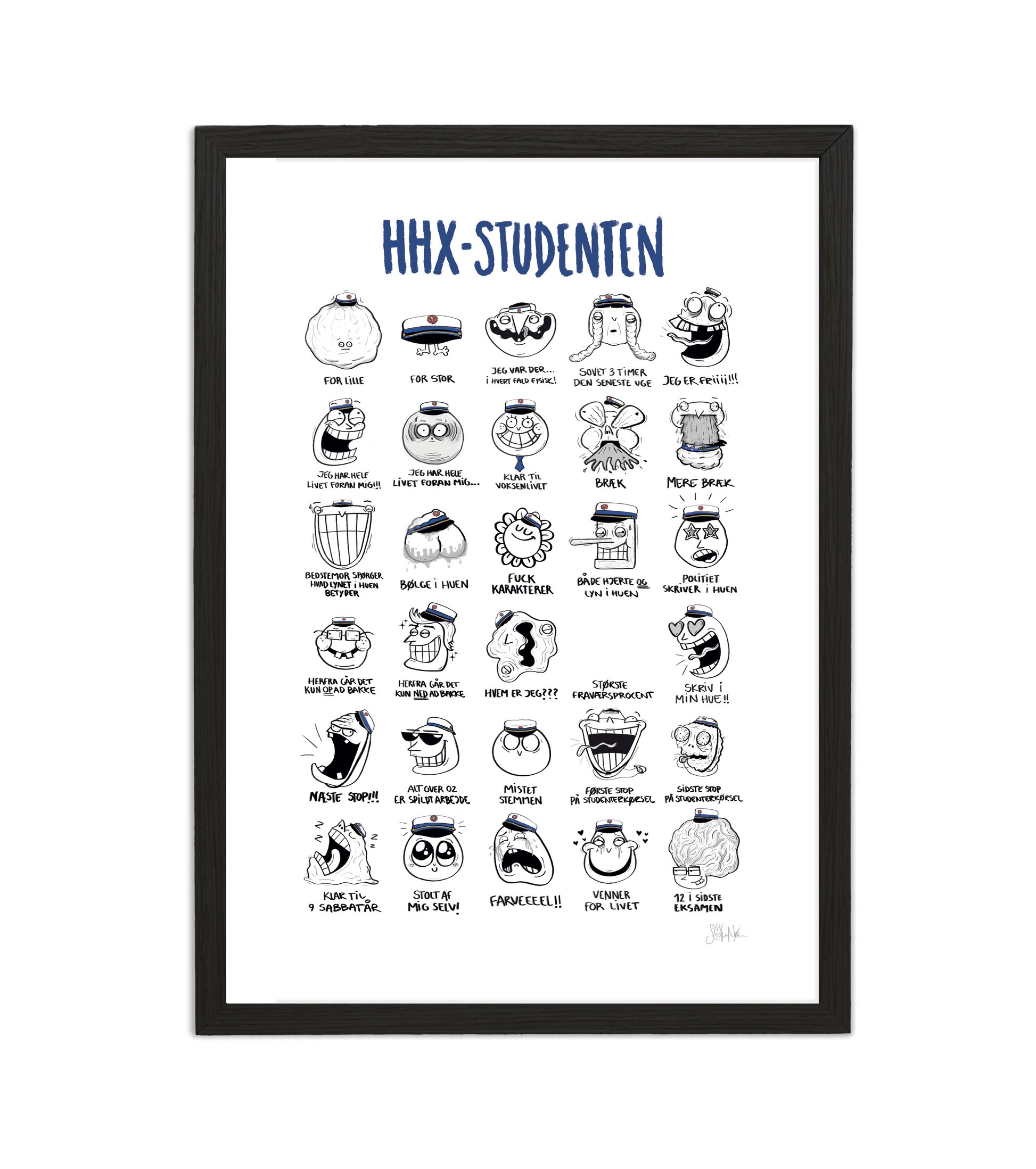 Håndtegnet plakat af Sofie Nørskov. Kunst der spreder glæde og starter samtaler! ✏️ 
Køb online på sofienørskov.dk. Levering 2-5 dage.