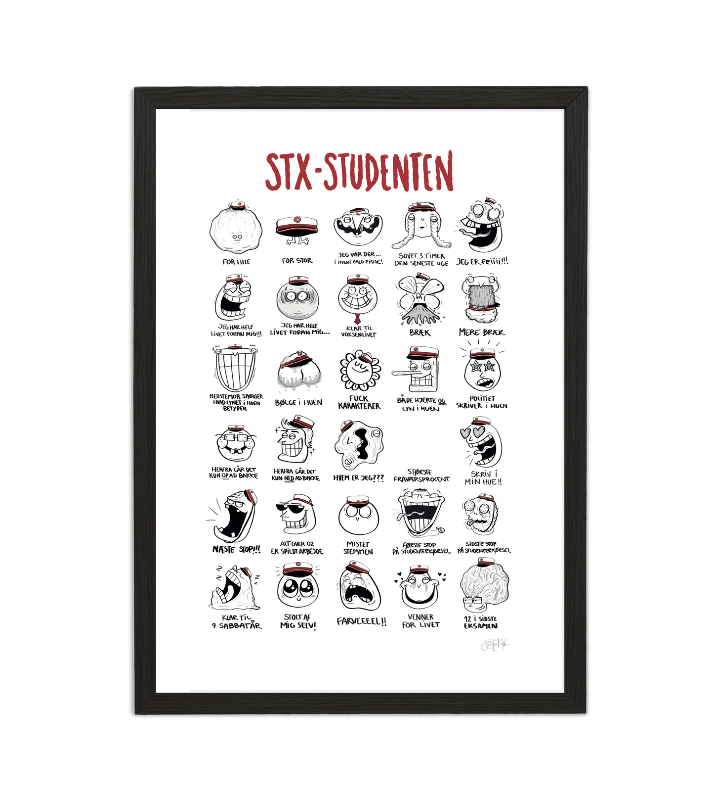 Håndtegnet plakat af Sofie Nørskov. Kunst der spreder glæde og starter samtaler! ✏️ 
Køb online på sofienørskov.dk. Levering 2-5 dage.