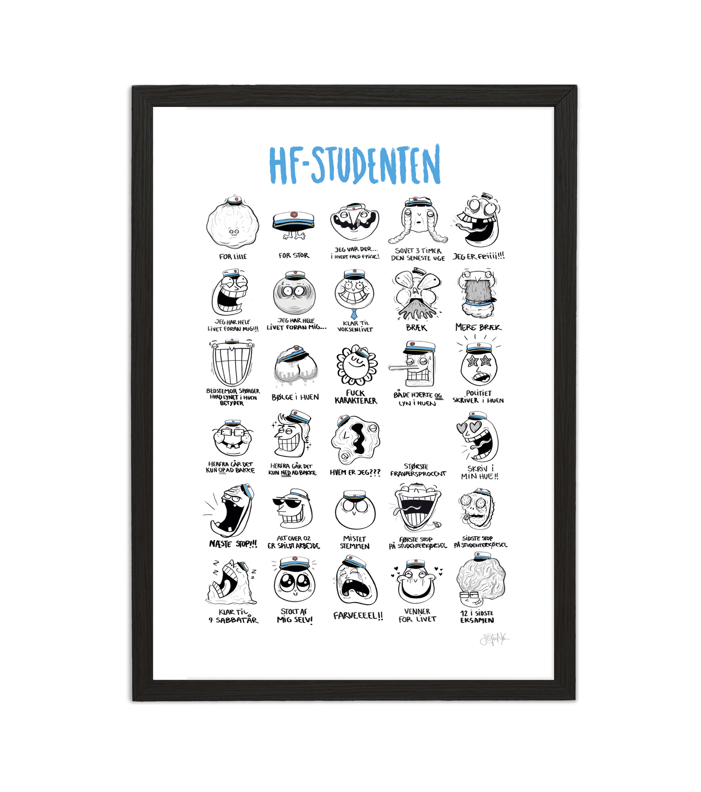 Håndtegnet plakat af Sofie Nørskov. Kunst der spreder glæde og starter samtaler! ✏️ 
Køb online på sofienørskov.dk. Levering 2-5 dage.