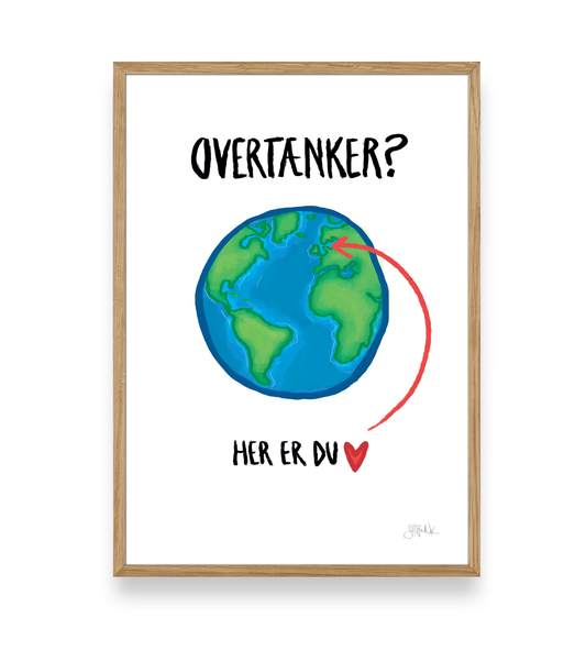 OVERTÆNKER? HER ER DU ♥️ - PLAKAT A3